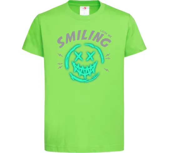 Дитяча футболка Smiling люмінесцентний Лаймовий фото