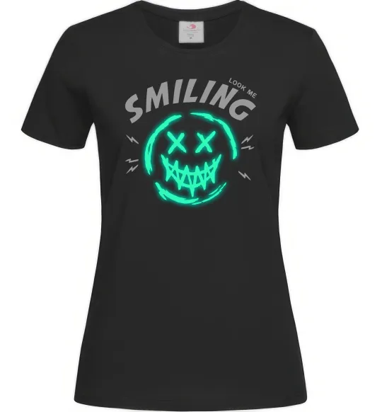 Женская футболка Smiling люмінесцентний Черный фото