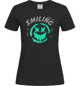 Женская футболка Smiling люмінесцентний Черный фото