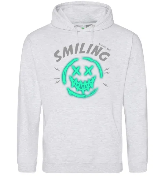 Чоловіча толстовка (худі) Smiling люмінесцентний Сірий меланж фото