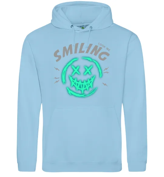 Мужская толстовка (худи) Smiling люмінесцентний Голубой фото