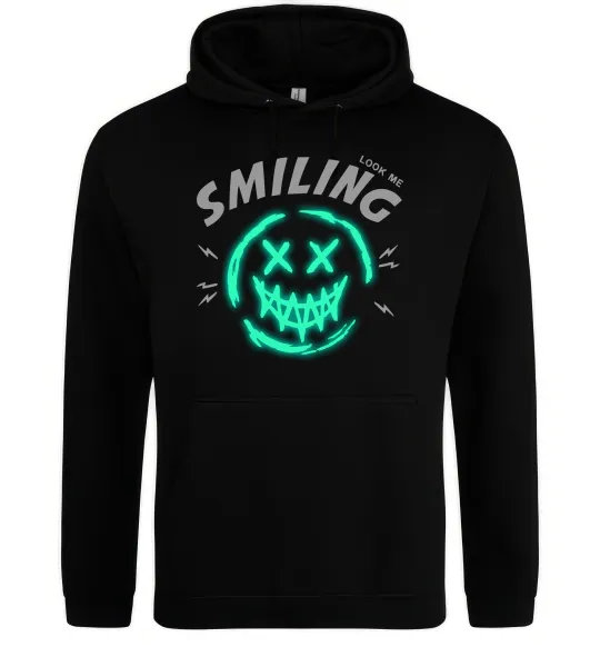Жіноча толстовка (худі) Smiling люмінесцентний Чорний фото
