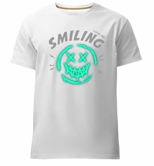 Чоловіча преміум футболка Smiling люмінесцентний Білий фото