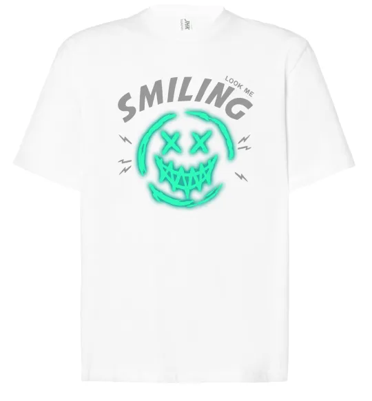 Футболка Оверсайз Smiling люмінесцентний Белый фото