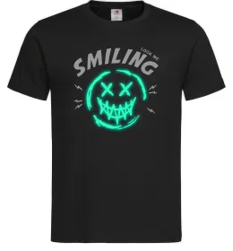 Чоловіча футболка Smiling люмінесцентний Чорний фото