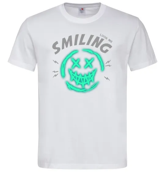 Мужская футболка Smiling люмінесцентний Белый фото