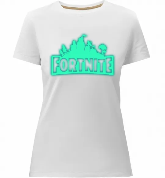 Жіноча преміум футболка Fortnite люмінесцентний Білий фото