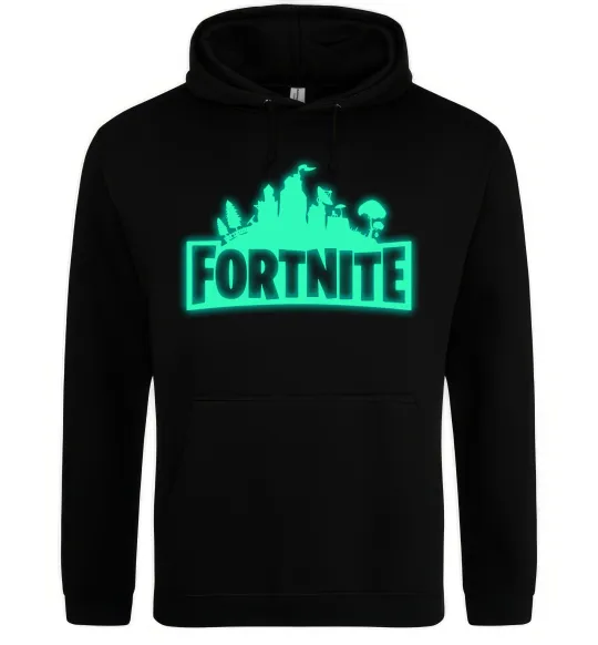 Чоловіча толстовка (худі) Fortnite люмінесцентний Чорний фото