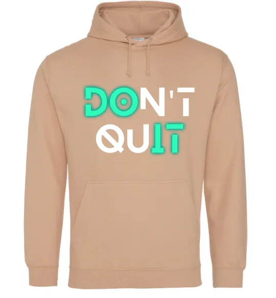Жіноча толстовка (худі) DOn`t quIT напис що світиться Пісочний фото
