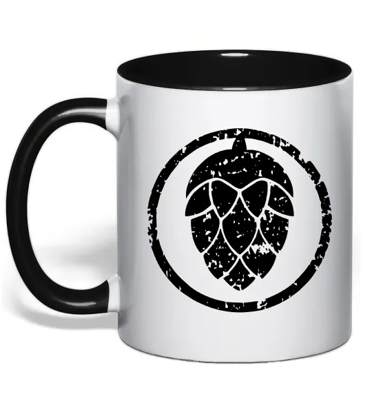 Чашка з кольоровою ручкою Хміль Чорний фото