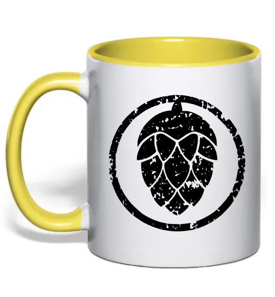 Чашка с цветной ручкой Хміль Лимонный фото