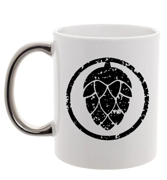 Чашка з кольоровою ручкою Хміль Срібло фото