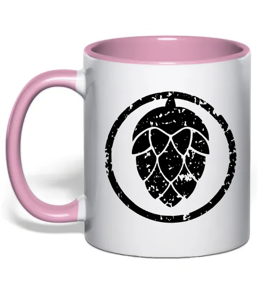 Чашка з кольоровою ручкою Хміль Ніжно рожевий фото