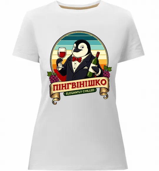 Женская премиум футболка ПінгВінішко Белый фото