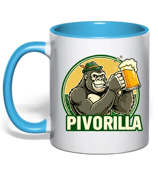 Чашка с цветной ручкой Пиворилла Голубой фото