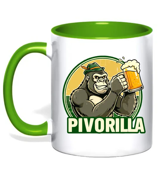 Чашка с цветной ручкой Пиворилла Зеленый фото