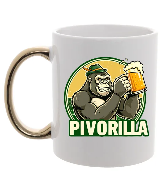 Чашка с цветной ручкой Пиворилла Золото фото