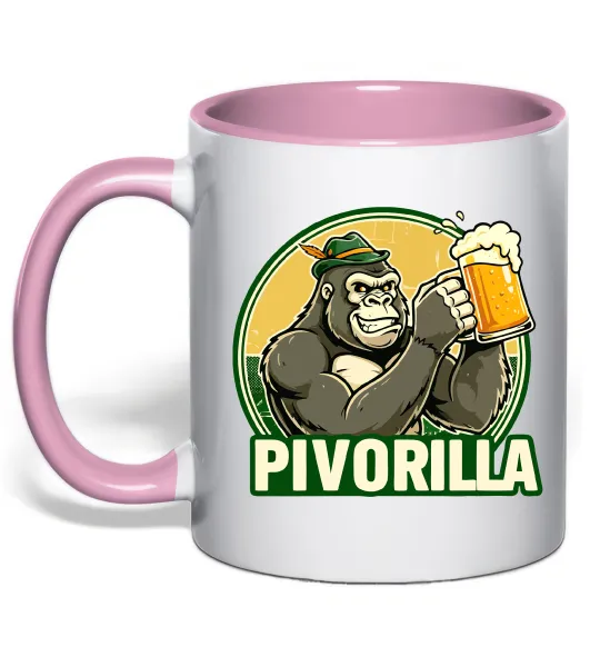 Чашка с цветной ручкой Пиворилла Нежно розовый фото