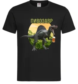 Чоловіча футболка Пивозавр з келихом Чорний фото