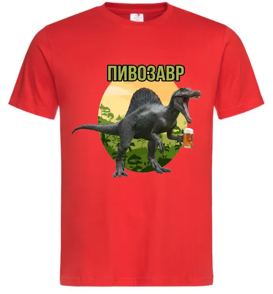 Мужская футболка Пивозавр з келихом Красный фото