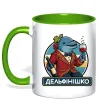 Чашка с цветной ручкой Дельфінішко Зеленый фото