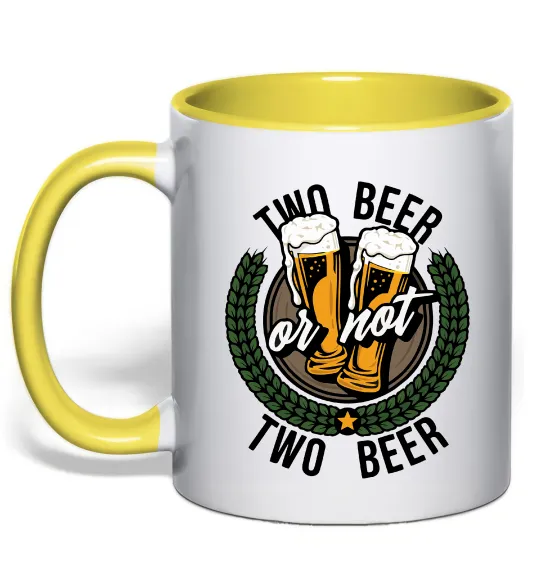 Чашка с цветной ручкой Two beer or not two beer Лимонный фото