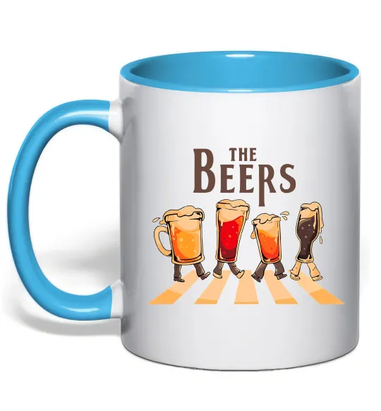 Чашка с цветной ручкой The beers Голубой фото