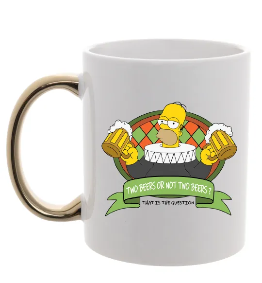 Чашка з кольоровою ручкою Сімпсон з пивом Золото фото