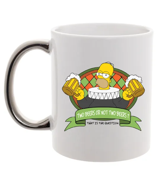 Чашка з кольоровою ручкою Сімпсон з пивом Срібло фото