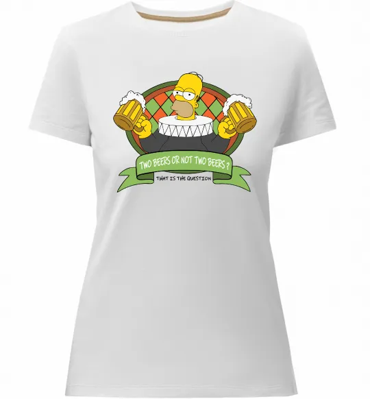 Женская премиум футболка Сімпсон з пивом Белый фото