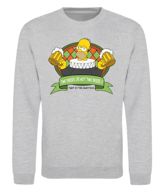 Світшот Сімпсон з пивом Сірий меланж фото