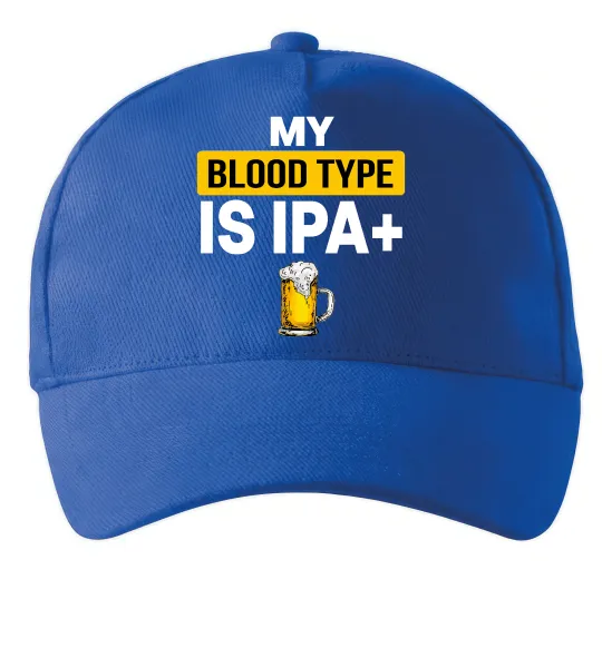 Кепка My blood type is IPA+ Ярко-синий фото