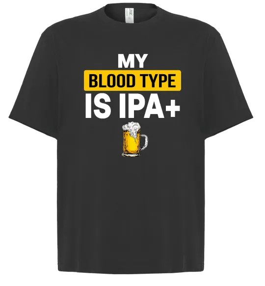 Футболка Оверсайз My blood type is IPA+ Черный фото