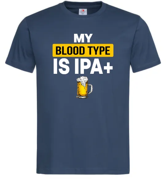 Мужская футболка My blood type is IPA+ Темно-синий фото