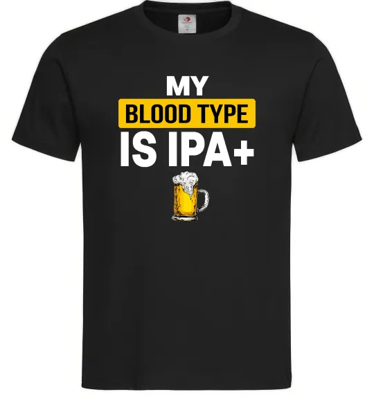 Мужская футболка My blood type is IPA+ Черный фото