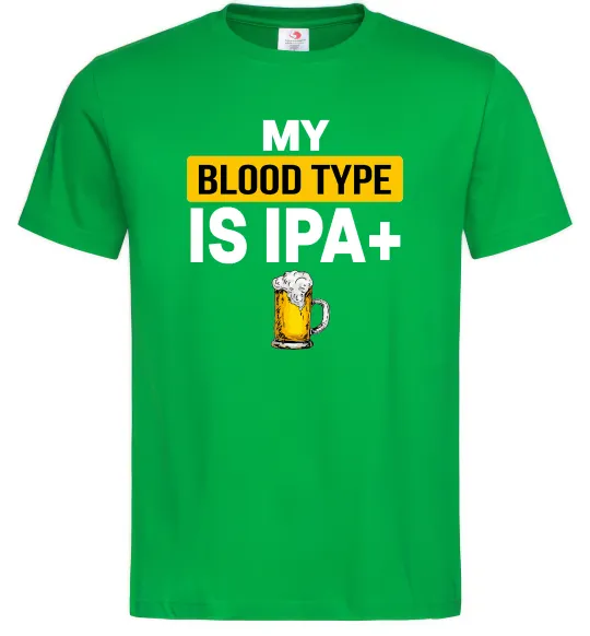 Мужская футболка My blood type is IPA+ Зеленый фото