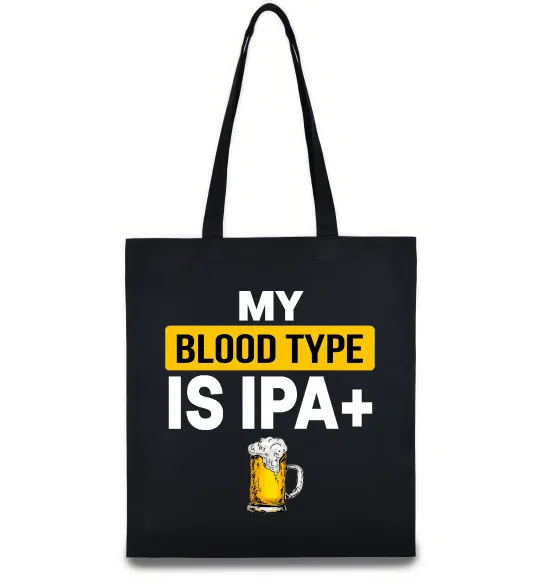 Еко-сумка My blood type is IPA+ Чорний фото