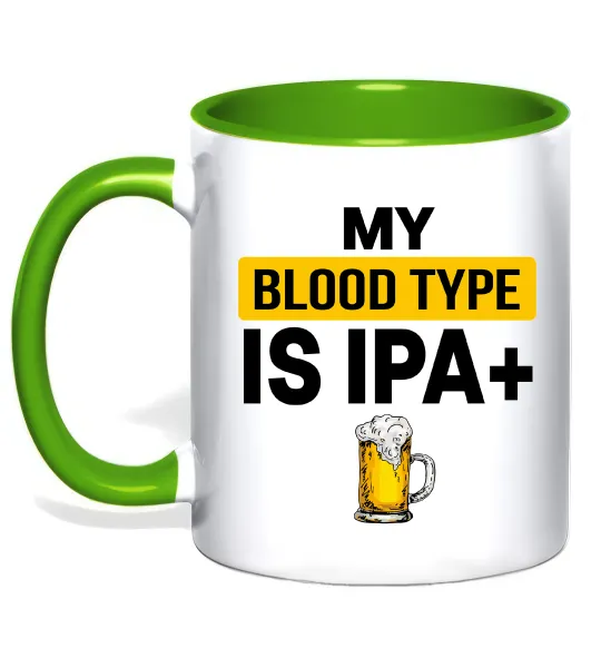 Чашка с цветной ручкой My blood type is IPA+ Лаймовый фото