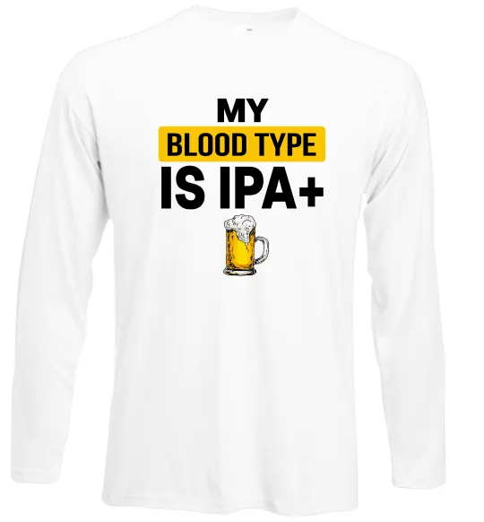 Лонгслів My blood type is IPA+ Білий фото