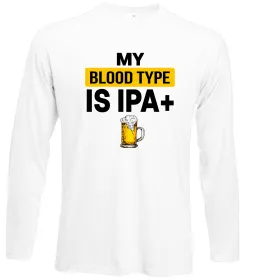 Лонгслив My blood type is IPA+ Белый фото