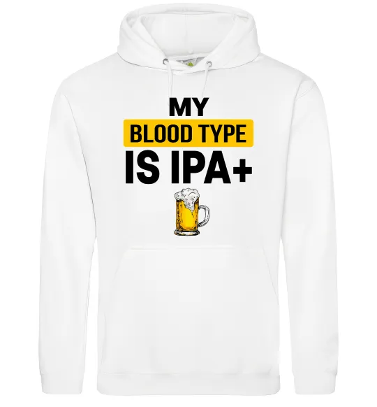 Мужская толстовка (худи) My blood type is IPA+ Белый фото