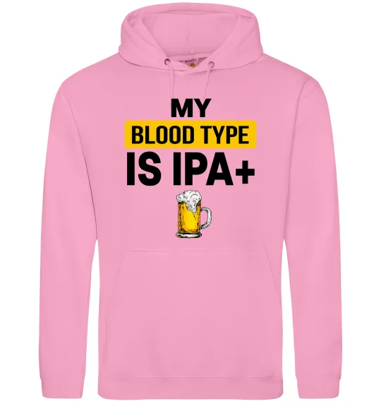Женская толстовка (худи) My blood type is IPA+ Розовый фото