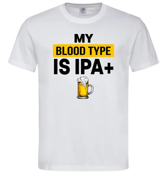 Мужская футболка My blood type is IPA+ Белый фото