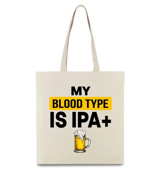 Еко-сумка My blood type is IPA+ Бежевий фото