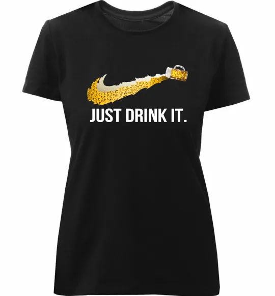 Женская премиум футболка Just drink it Черный фото