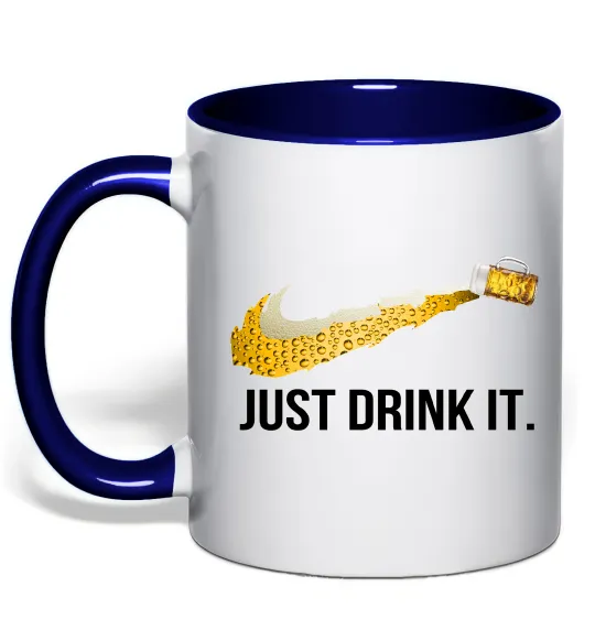 Чашка з кольоровою ручкою Just drink it Глибокий темно-синій фото