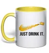 Чашка з кольоровою ручкою Just drink it Лимонний фото