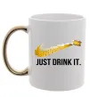 Чашка з кольоровою ручкою Just drink it Золото фото