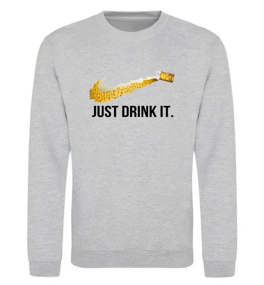 Свитшот Just drink it Серый меланж фото