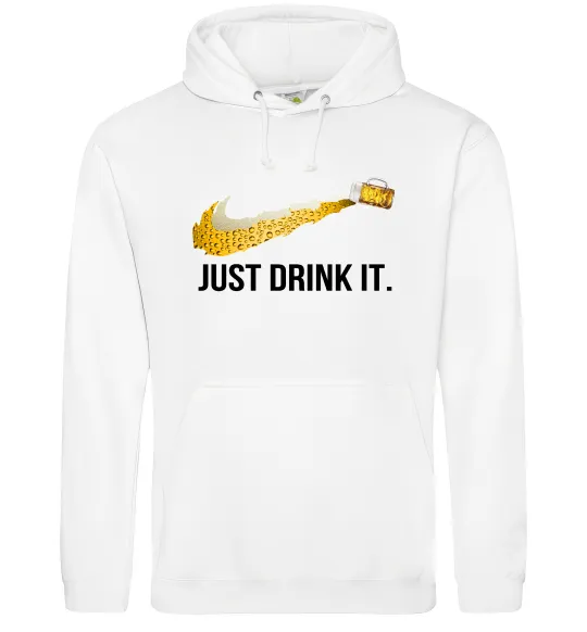 Мужская толстовка (худи) Just drink it Белый фото